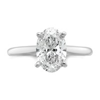 14K White Gold 2 Carat Certified Lab Grown Diamond VS SI+ G+ Oval Complete Solitaire Engagement Ring view 4