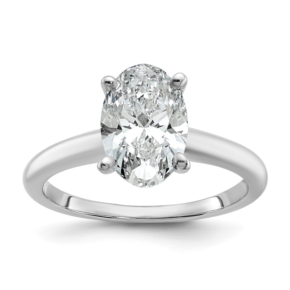 14K White Gold 2 Carat Certified Lab Grown Diamond VS SI+ G+ Oval Complete Solitaire Engagement Ring