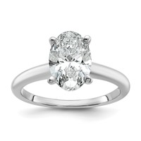 14K White Gold 2 Carat Certified Lab Grown Diamond VS SI+ G+ Oval Complete Solitaire Engagement Ring view 1