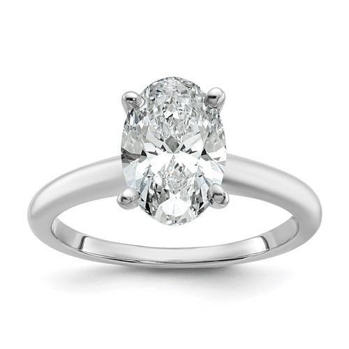 14K White Gold 2 Carat Certified Lab Grown Diamond VS SI+ G+ Oval Complete Solitaire Engagement Ring