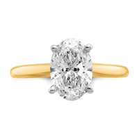 14K Two-Tone 2 Carat Certified Lab Grown Diamond VS+ F+ Oval Complete Solitaire Engagement Ring view 4