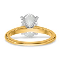 14K Two-Tone 2 Carat Certified Lab Grown Diamond VS+ F+ Oval Complete Solitaire Engagement Ring view 5
