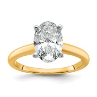 14K Two-Tone 2 Carat Certified Lab Grown Diamond VS+ F+ Oval Complete Solitaire Engagement Ring view 1