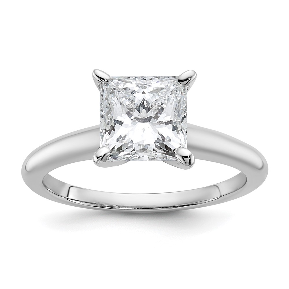 14K White Gold 2 Carat Lab Grown Diamond VS+ F+ Princess Complete Solitaire Engagement Ring