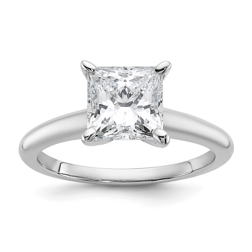 14K White Gold 2 Carat Lab Grown Diamond VS+ F+ Princess Complete Solitaire Engagement Ring