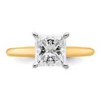 14K Two-tone 2 Carat Lab Grown Diamond VS SI+ G+ Princess Complete Solitaire Engagement Ring view 4