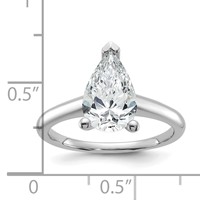 14K White Gold 2 Carat Certified Lab Grown Diamond VS SI+ G+ Pear Solitaire Complete Engagement Ring view 2
