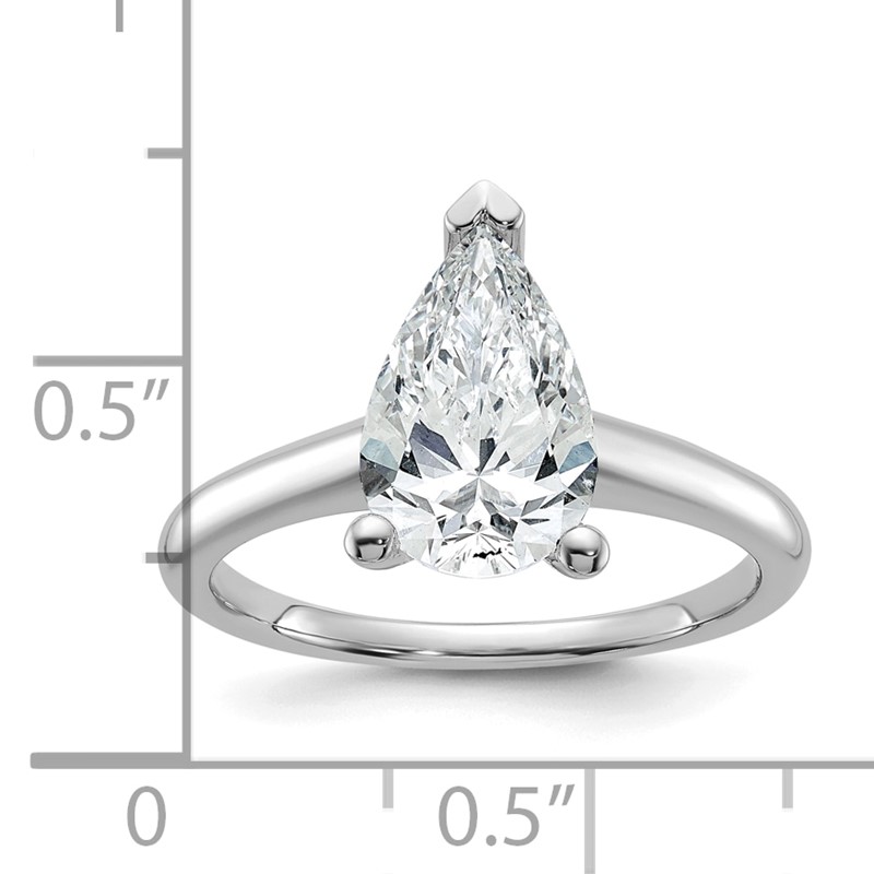 14k White Gold 2 carat Lab Grown Diamond VS+ F+ Pear Solitare Complete Engagement Ring