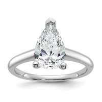 14K White Gold 2 Carat Certified Lab Grown Diamond VS SI+ G+ Pear Solitaire Complete Engagement Ring view 1