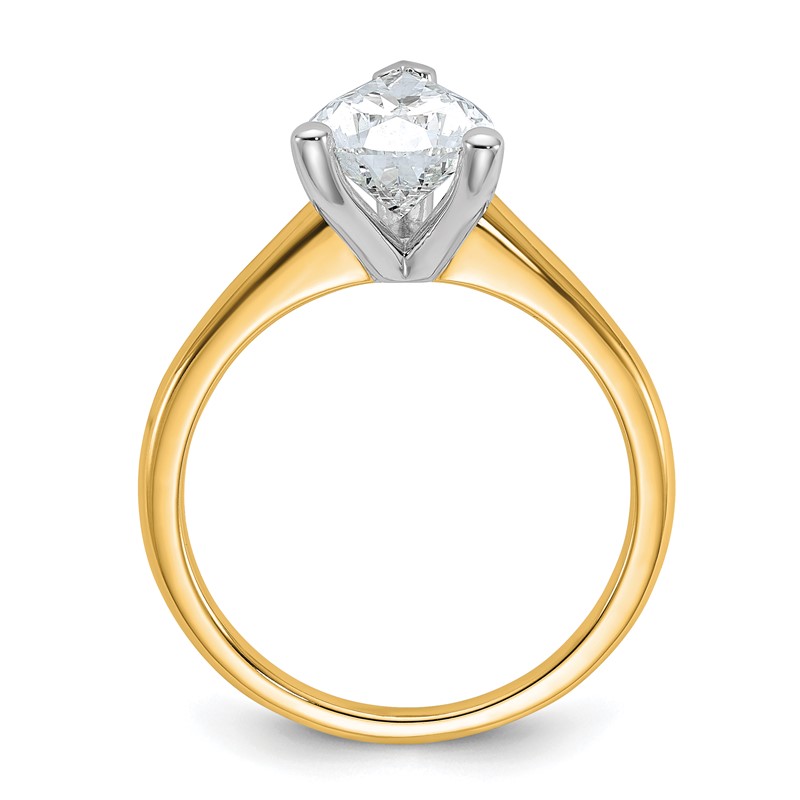 14k Two-tone 2 carat Certified Lab Grown Diamond VS+ F+ Pear Solitare Complete Engagement Ring