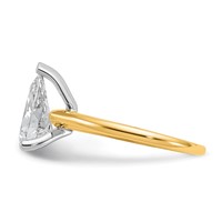 14K Two-tone 2 Carat Lab Grown Diamond VS SI+ G+ Pear Solitaire Complete Engagement Ring view 3