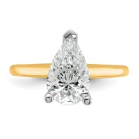 14K Two-tone 2 Carat Lab Grown Diamond VS SI+ G+ Pear Solitaire Complete Engagement Ring view 4