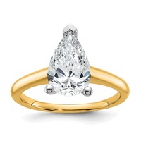 14K Two-tone 2 Carat Lab Grown Diamond VS SI+ G+ Pear Solitaire Complete Engagement Ring view 1