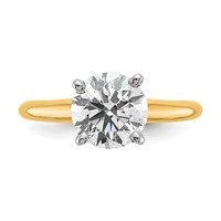 14K Two-Tone 2 Carat Lab Grown Diamond VS SI+ G+ Round Complete Solitaire Engagement Ring view 4