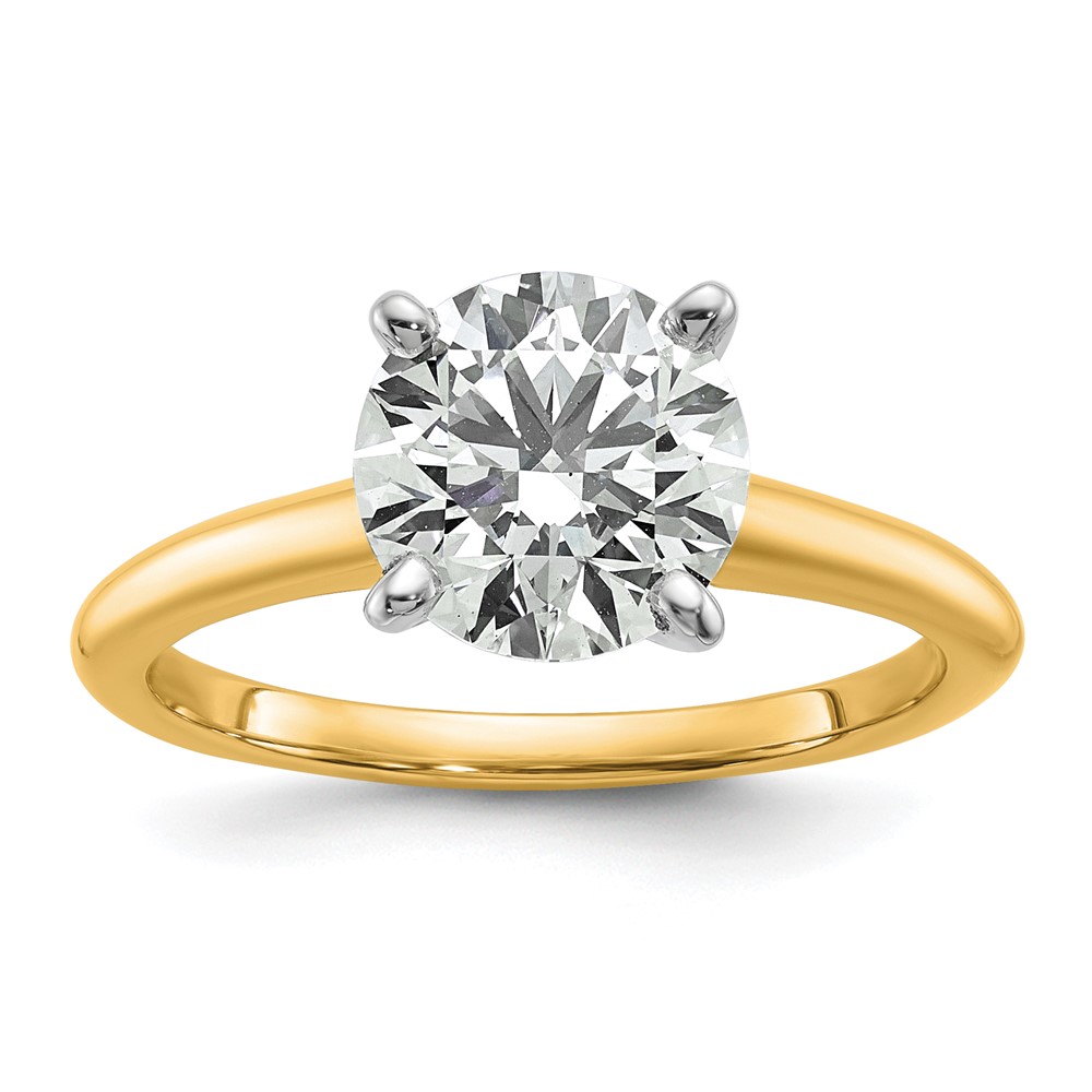 14K Two-Tone 2 Carat Lab Grown Diamond VS SI+ G+ Round Complete Solitaire Engagement Ring