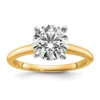 14K Two-Tone 2 Carat Lab Grown Diamond VS SI+ G+ Round Complete Solitaire Engagement Ring view 1