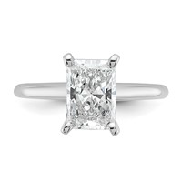 14K White Gold 2 Carat Lab Grown Diamond VS SI+ G+ Radiant Solitaire Complete Engagement Ring view 4