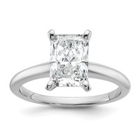 14K White Gold 2 Carat Lab Grown Diamond VS SI+ G+ Radiant Solitaire Complete Engagement Ring view 1