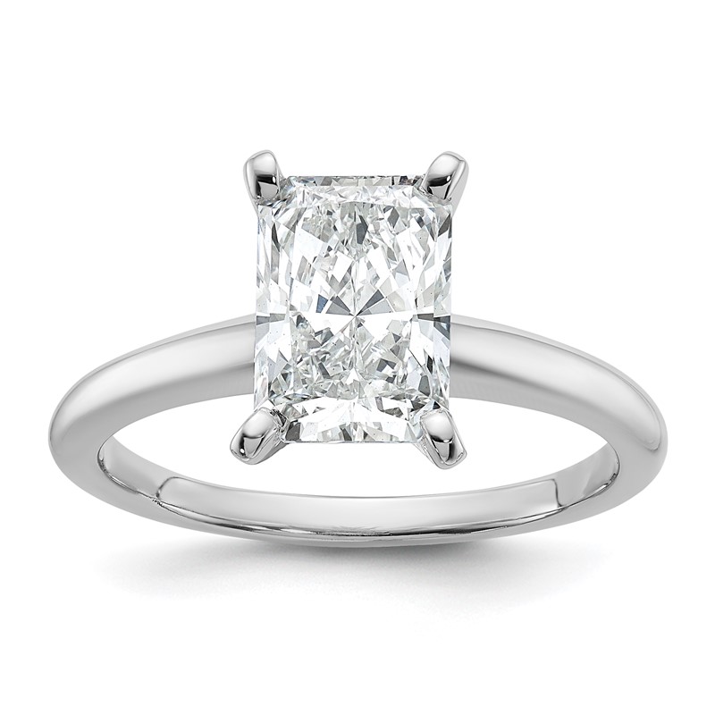 14k White Gold 2 carat Certified Lab Grown Diamond VS+ F+ Radiant Solitare Complete Engagement Ring