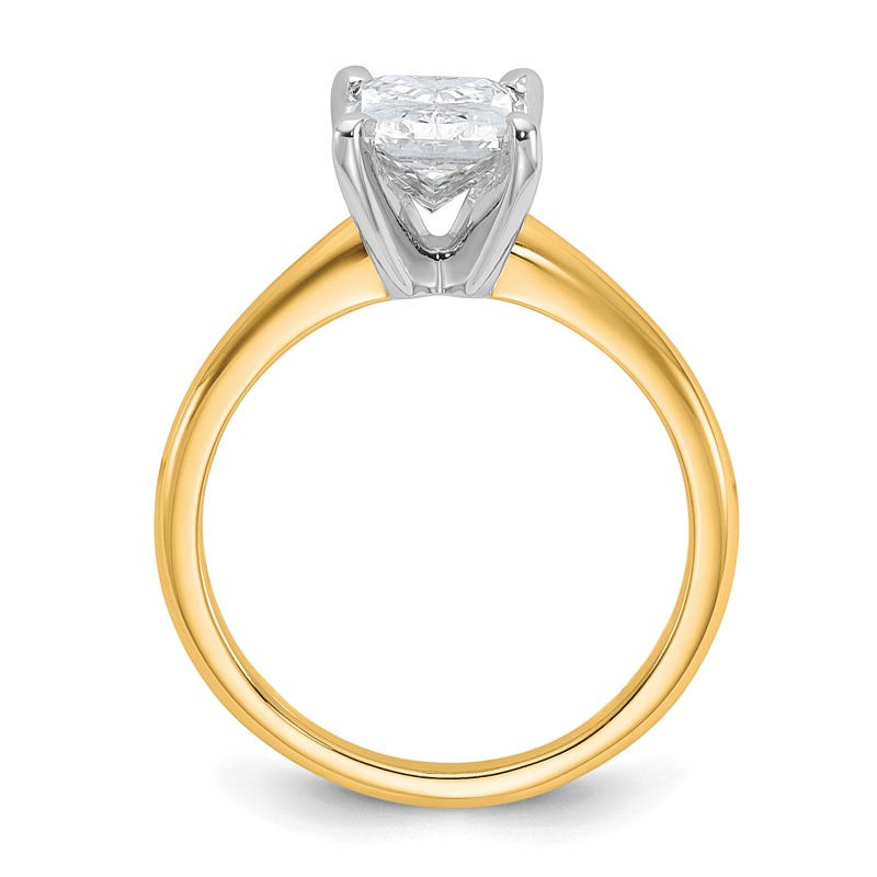 14k Two-tone 2 carat Certified Lab Grown Diamond VS+ F+ Radiant Solitare Complete Engagement Ring