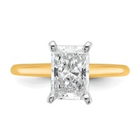 14K Two-tone 2 Carat Lab Grown Diamond VS SI+ G+ Radiant Solitaire Complete Engagement Ring view 4