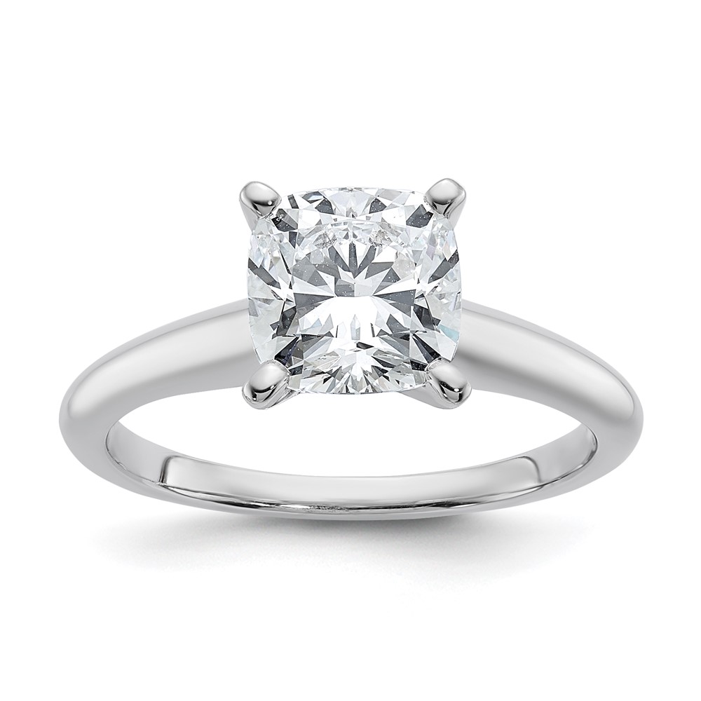 14K White Gold 2.25 Carat Certified Lab Grown Diamond VS+ F+ Cushion Complete Solitaire Engagement Ring
