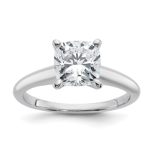 14K White Gold 2.25 Carat Lab Grown Diamond VS SI+ G+ Cushion Complete Solitaire Engagement Ring