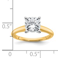 14K Two-tone 2.25 Carat Certified Lab Grown Diamond VS+ F+ Cushion Complete Solitaire Engagement Ring view 3