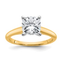 14K Two-tone 2.25 Carat Certified Lab Grown Diamond VS+ F+ Cushion Complete Solitaire Engagement Ring view 1