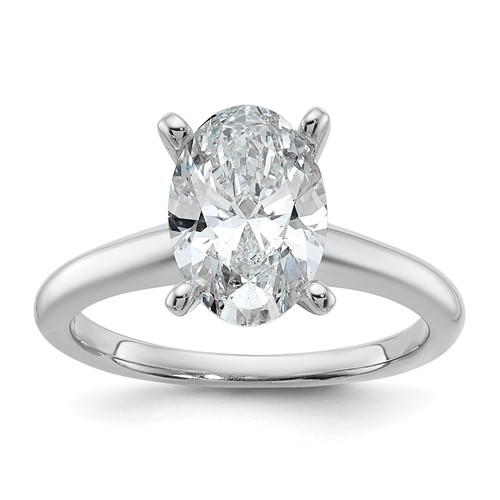 14K White Gold 2.25 Carat Certified Lab Grown Diamond VS SI+ G+ Oval Complete Solitaire Engagement Ring