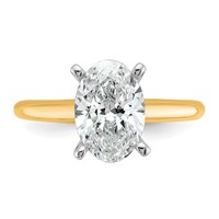 14K Two-Tone 2.25 Carat Lab Grown Diamond VS SI+ G+ Oval Complete Solitaire Engagement Ring view 4