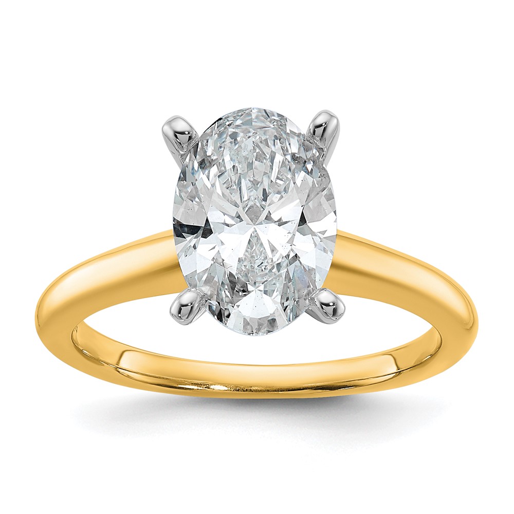 14K Two-Tone 2.25 Carat Lab Grown Diamond VS SI+ G+ Oval Complete Solitaire Engagement Ring