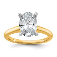 14K Two-Tone 2.25 Carat Lab Grown Diamond VS SI+ G+ Oval Complete Solitaire Engagement Ring view 1