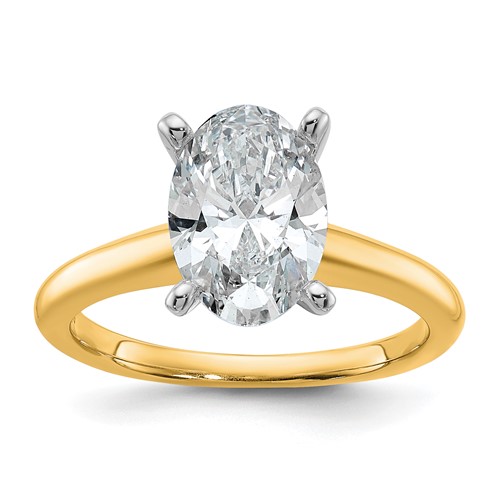 14K Two-Tone 2.25 Carat Certified Lab Grown Diamond VS SI+ G+ Oval Complete Solitaire Engagement Ring