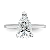 14K White Gold 2.25 Carat Certified Lab Grown Diamond VS SI+ G+ Pear Solitaire Complete Engagement Ring view 4