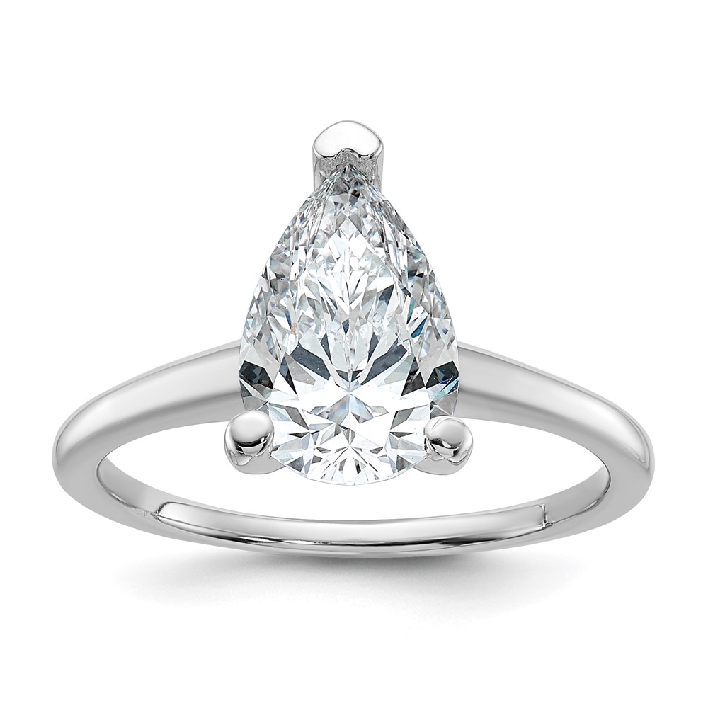 14K White Gold 2.25 Carat Certified Lab Grown Diamond VS SI+ G+ Pear Solitaire Complete Engagement Ring