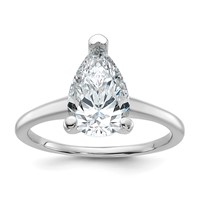 14K White Gold 2.25 Carat Certified Lab Grown Diamond VS SI+ G+ Pear Solitaire Complete Engagement Ring view 1