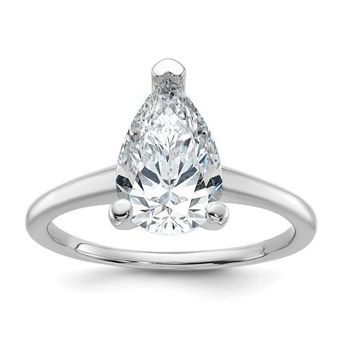 14K White Gold 2.25 Carat Certified Lab Grown Diamond VS SI+ G+ Pear Solitaire Complete Engagement Ring