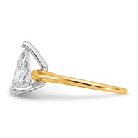 14K Two-tone 2.25 Carat Certified Lab Grown Diamond VS SI+ G+ Pear Solitaire Complete Engagement Ring view 3