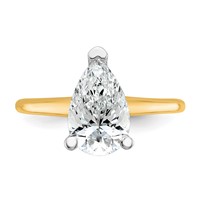 14K Two-tone 2.25 Carat Certified Lab Grown Diamond VS SI+ G+ Pear Solitaire Complete Engagement Ring view 4