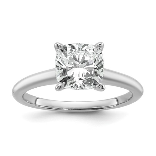14K White Gold 2.50 Carat Certified Lab Grown Diamond VS+ F+ Cushion Complete Solitaire Engagement Ring