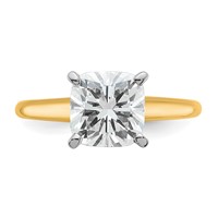 14K Two-tone 2.50 Carat Certified Lab Grown Diamond VS+ F+ Cushion Complete Solitaire Engagement Ring view 4