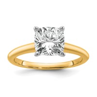 14K Two-tone 2.50 Carat Certified Lab Grown Diamond VS+ F+ Cushion Complete Solitaire Engagement Ring view 1