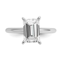 14K White Gold 2.50 Carat Lab Grown Diamond VS SI+ G+ Emerald Solitaire Complete Engagement Ring view 4