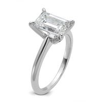 14K White Gold 2.50 Carat Lab Grown Diamond VS SI+ G+ Emerald Solitaire Complete Engagement Ring view 5