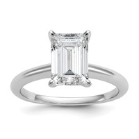 14K White Gold 2.50 Carat Lab Grown Diamond VS SI+ G+ Emerald Solitaire Complete Engagement Ring view 1
