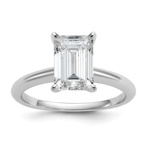 14K White Gold 2.50 Carat Certified Lab Grown Diamond VS SI+ G+ Emerald Solitaire Complete Engagement Ring
