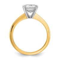 14K Two-tone 2.50 Carat Lab Grown Diamond VS+ F+ Emerald Solitaire Complete Engagement Ring view 2