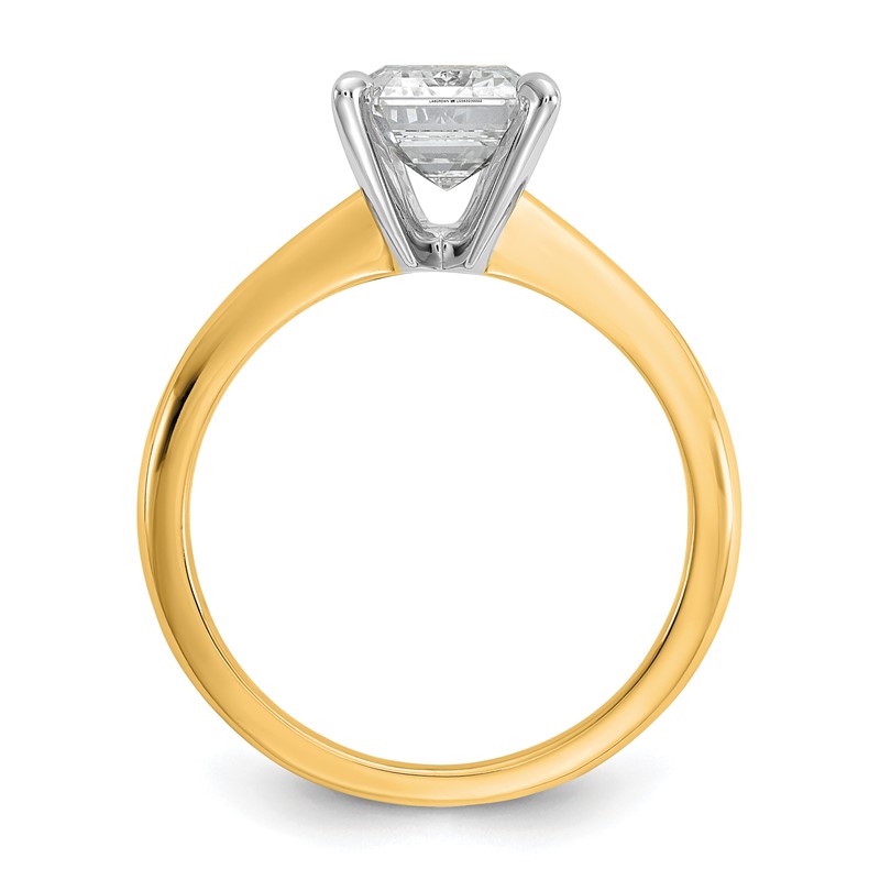 14k Two-tone 2 1/2 carat Certified Lab Grown Diamond VS/SI+ G+ Emerald Solitare Complete Engagement Ring