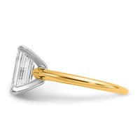 14K Two-tone 2.50 Carat Lab Grown Diamond VS+ F+ Emerald Solitaire Complete Engagement Ring view 3